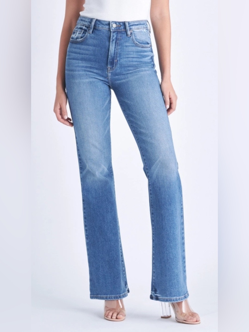High-Rise Light Blue Flare Jeans for Women